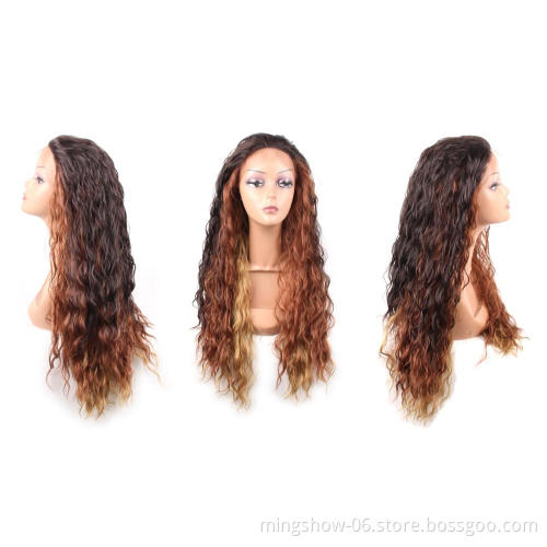 Free Shipping 26" Water Wave Lace Front Wig Synthetic Hair Long Natural Wavy Hair Soft Glueless Wigs